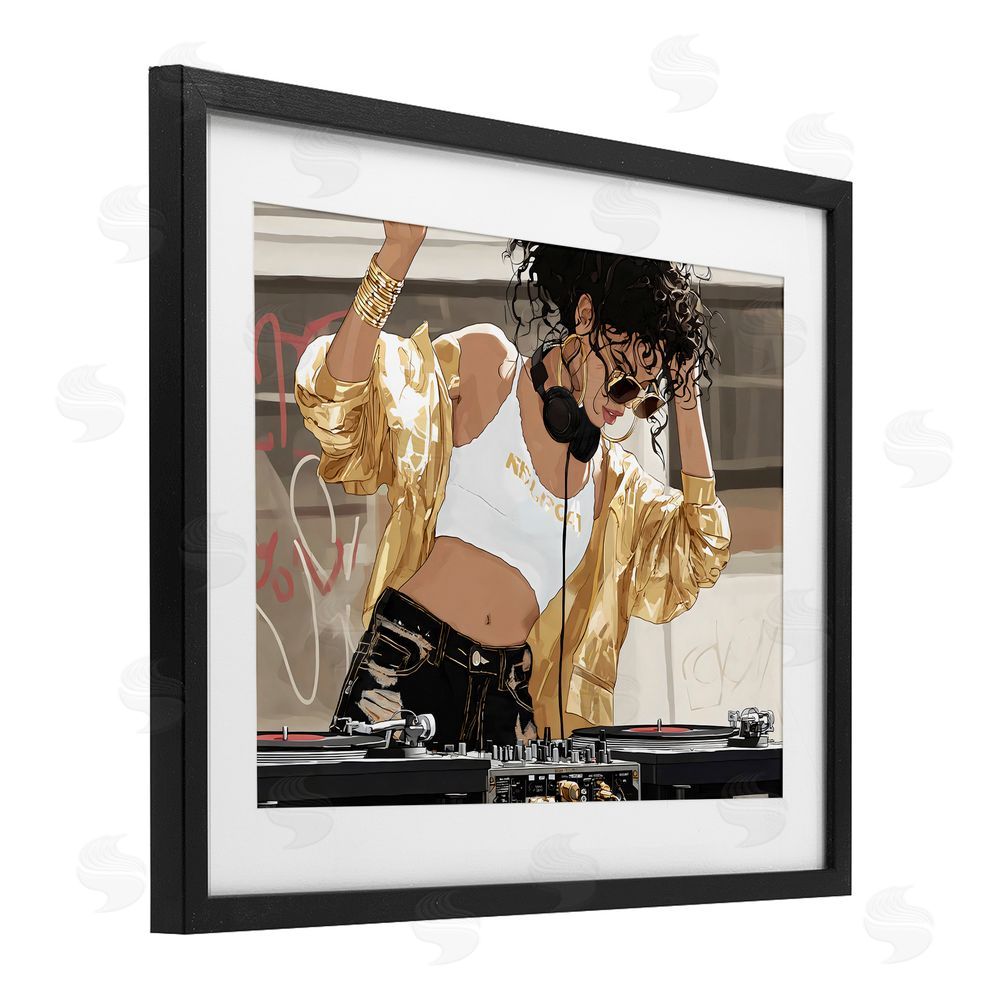 Franklyn Gregory Gold Accented DJ Black Framed Print Under Glass Wall Art