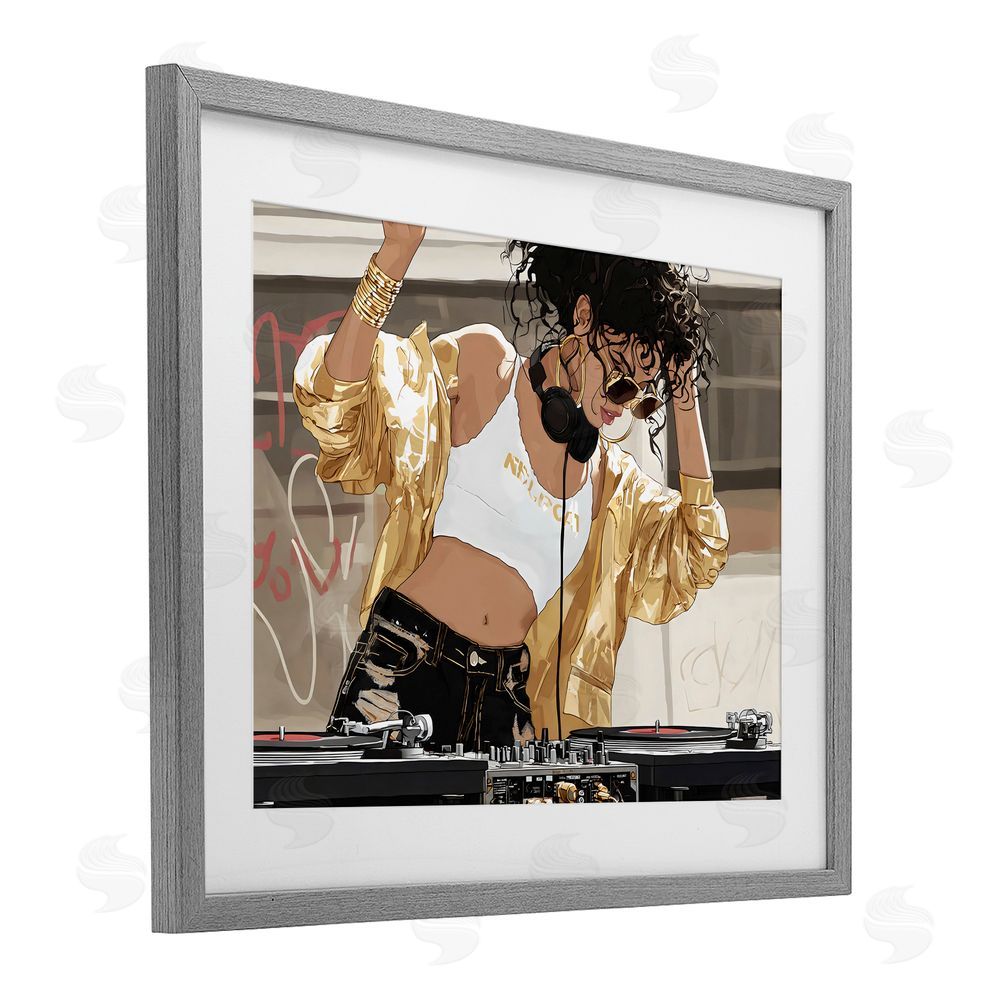Franklyn Gregory Gold Accented DJ Gray Framed Print Under Glass Wall Art