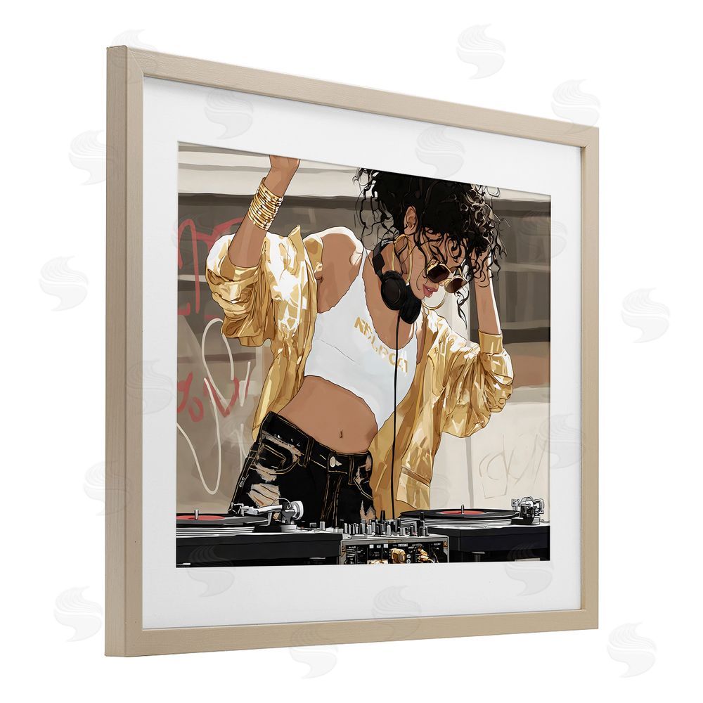 Franklyn Gregory Gold Accented DJ Brown Framed Print Under Glass Wall Art