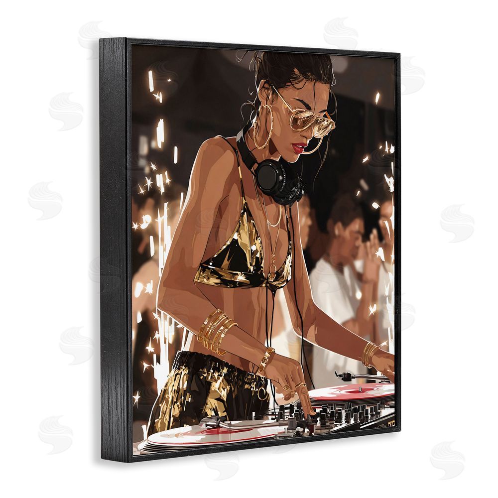 Franklyn Gregory Party All Night Gilded DJ Black Framed Giclee Wall Art