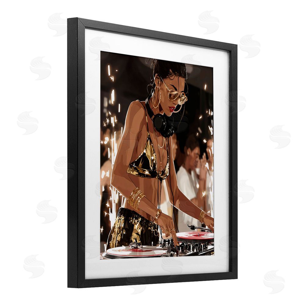 Franklyn Gregory Party All Night Gilded DJ Black Framed Print Under Glass Wall Art