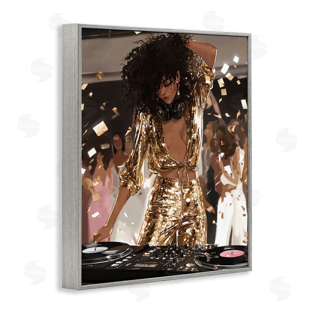 Franklyn Gregory Shimmering DJ in Sequins Gray Framed Giclee Wall Art Print