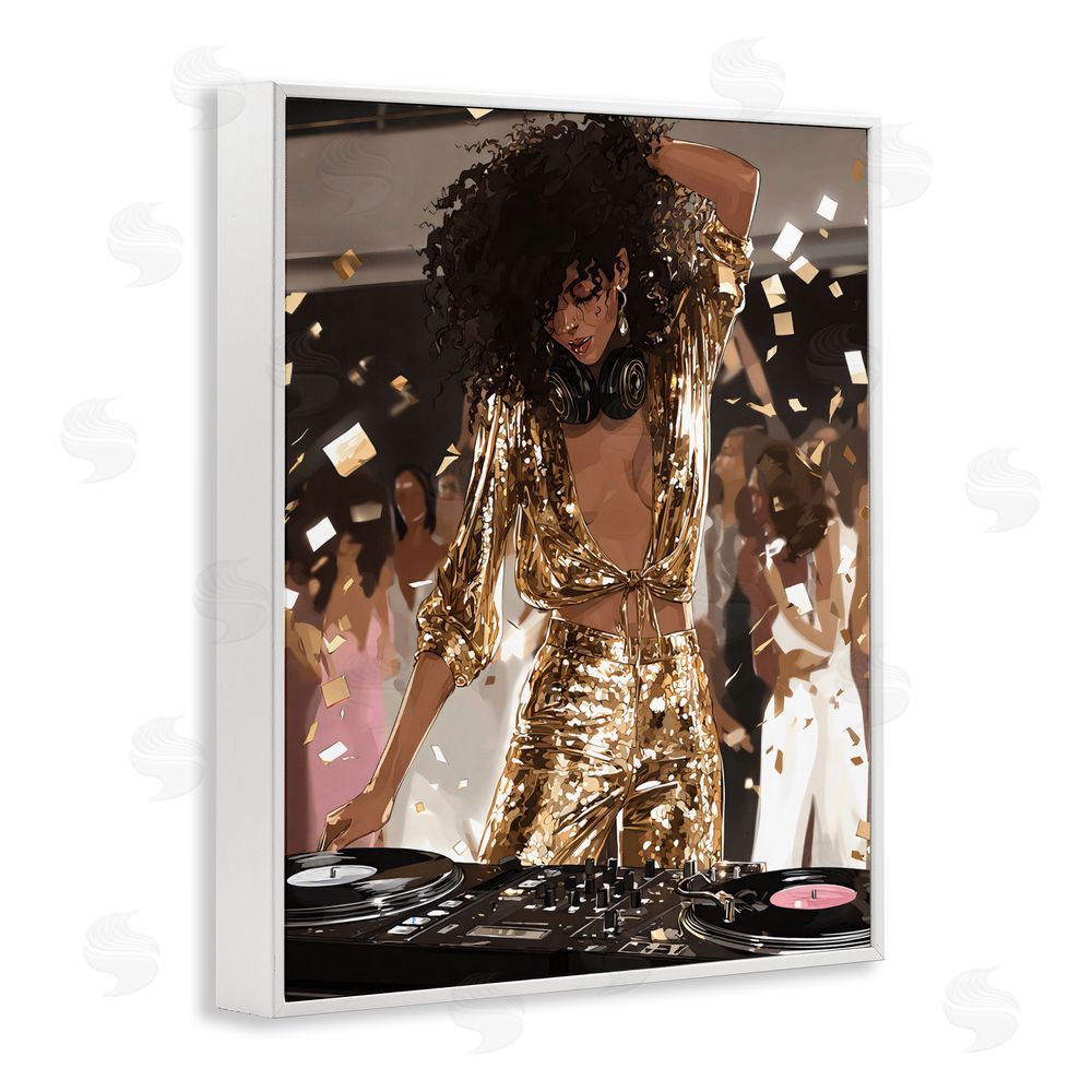 Franklyn Gregory Shimmering DJ in Sequins White Framed Giclee Wall Art Print