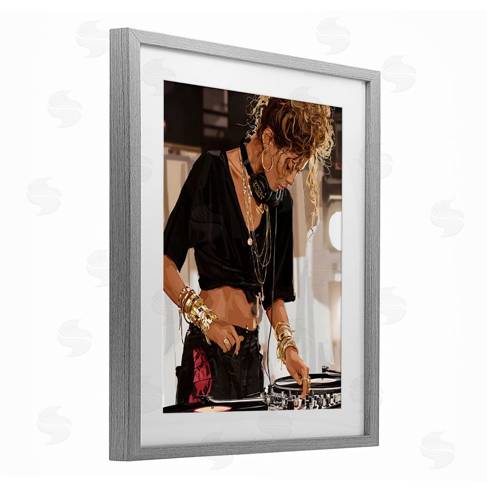 Franklyn Gregory Speaking Through Music DJ Gray Framed Print Under Glass with White Mat Wall Art