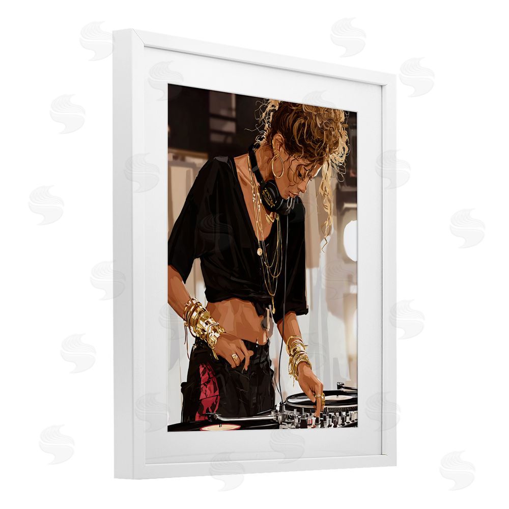 Franklyn Gregory Speaking Through Music DJ White Framed Print Under Glass with White Mat Wall Art