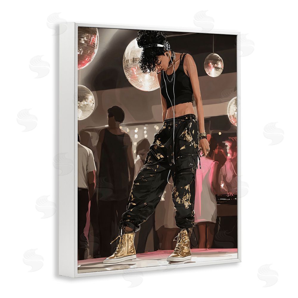 Franklyn Gregory Silent Disco Lone Dancer White Framed Giclee Wall Art Print