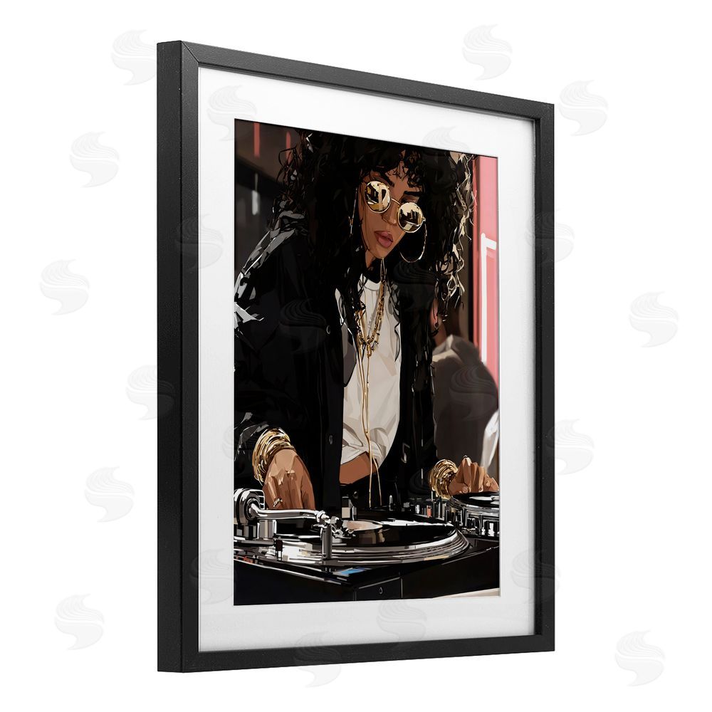 Franklyn Gregory DJ Focused On Turntables Black Framed Print Under Glass Wall Art
