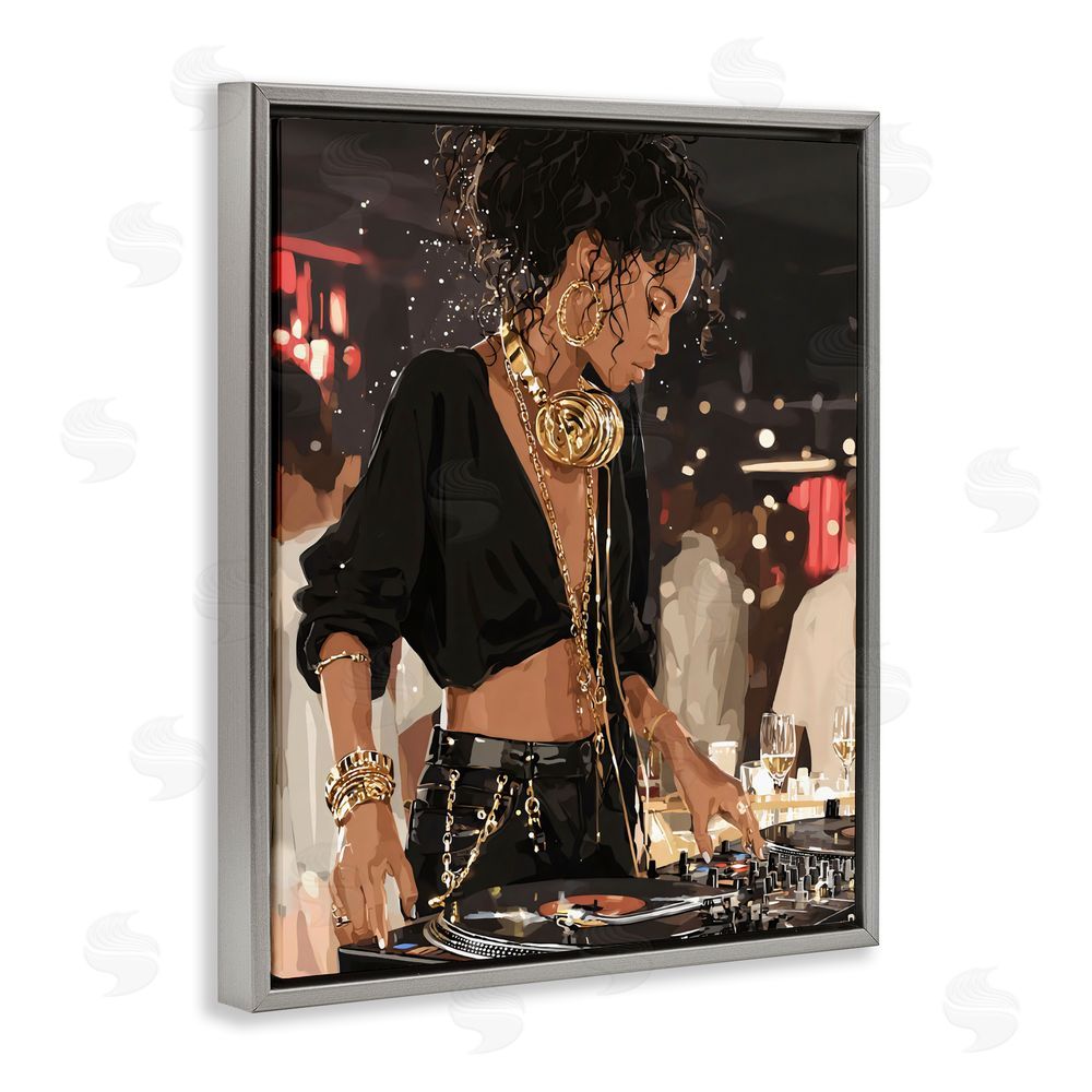 Franklyn Gregory Touches Of Gold DJ Gray Floating Framed Canvas Wall Art Print