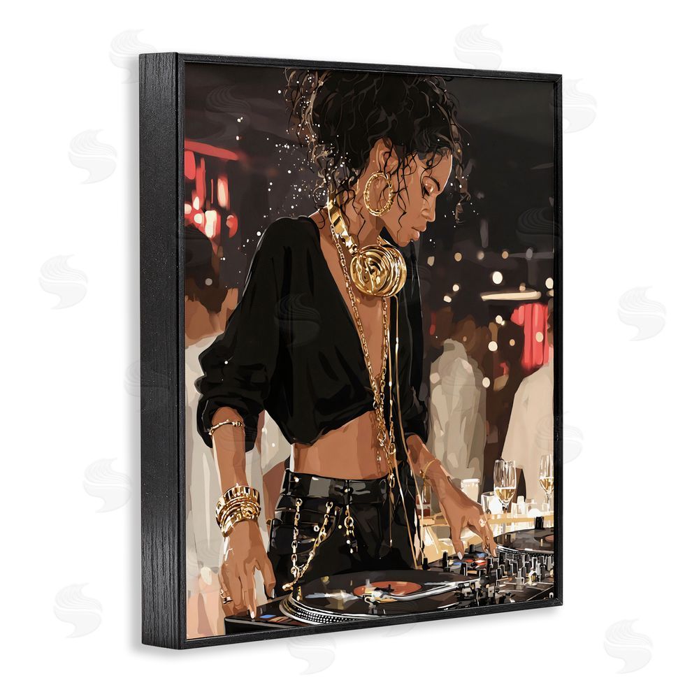 Franklyn Gregory Touches Of Gold DJ Black Framed Giclee Wall Art Print