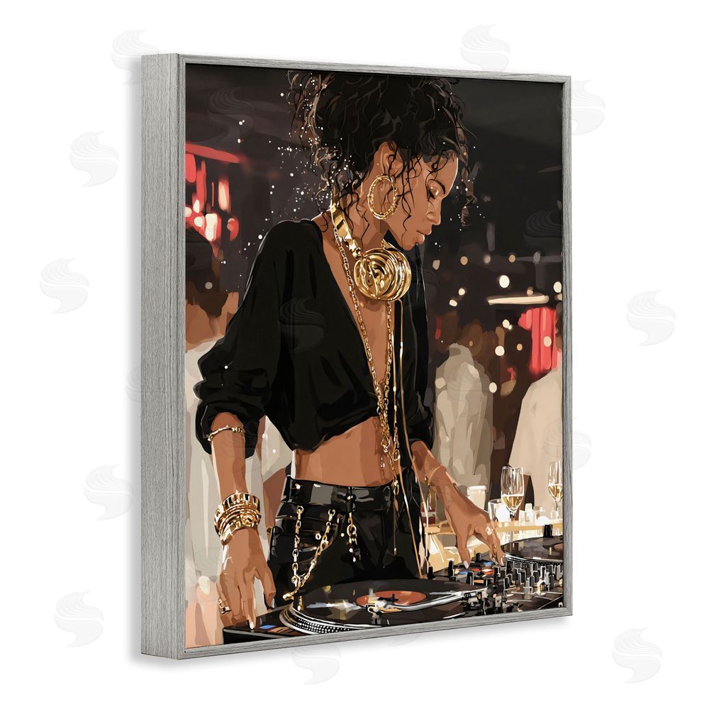 Franklyn Gregory Touches Of Gold DJ Gray Framed Giclee Wall Art Print