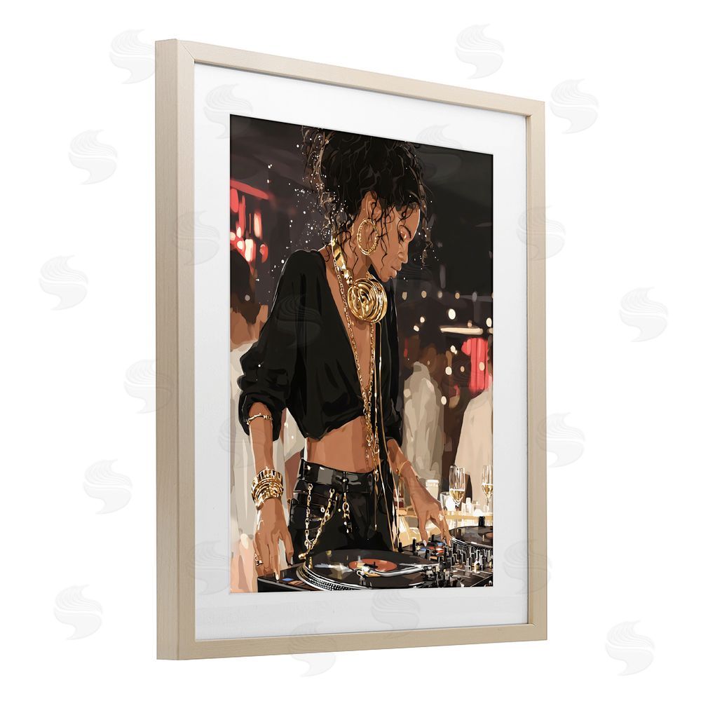 Franklyn Gregory Touches Of Gold DJ Brown Framed Print Under Glass with White Mat Wall Art