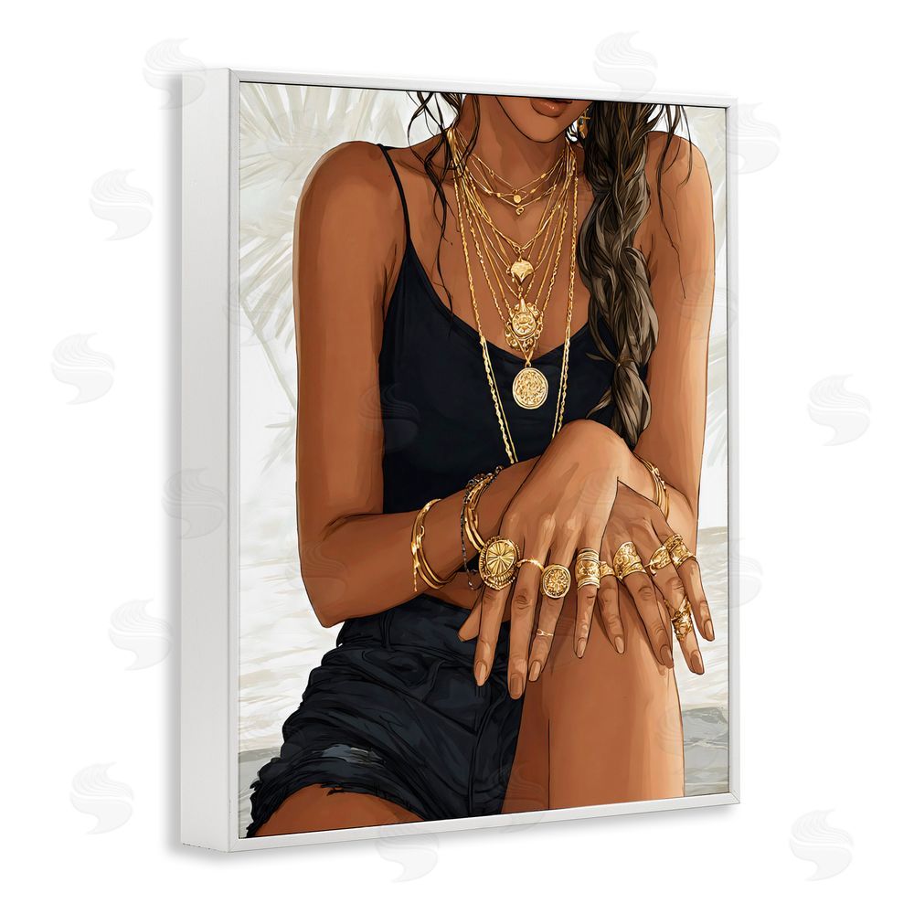 Franklyn Gregory All The Bling Adornments White Framed Giclee Wall Art Print