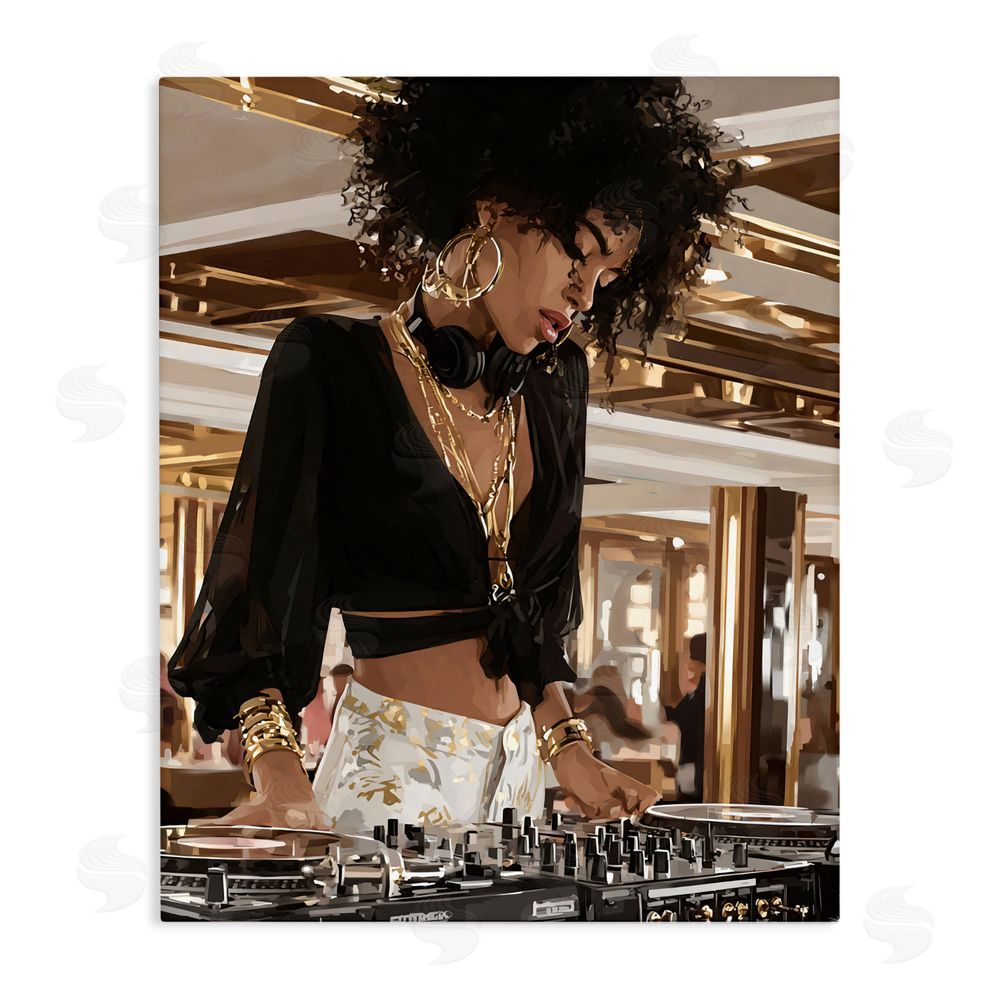 Franklyn Gregory Woman Of Music Live DJ Stretched Canvas Wall Art Print