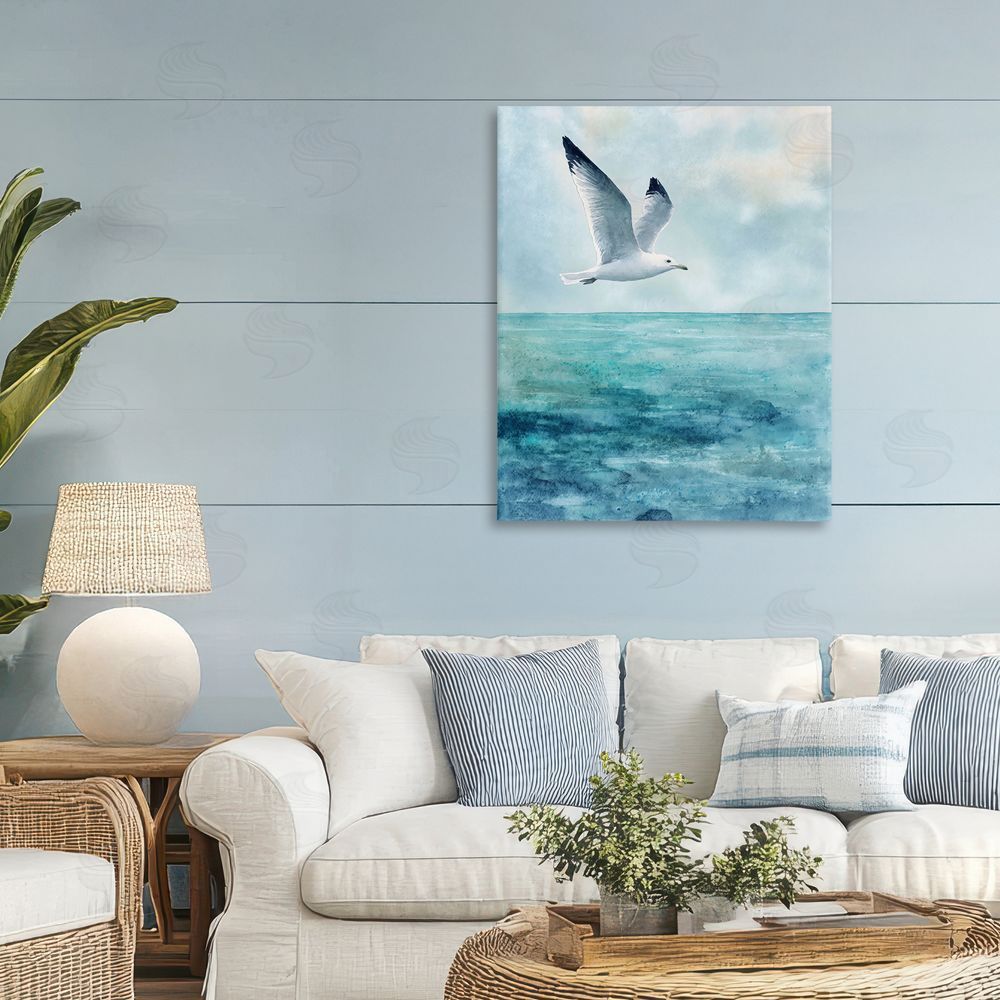Franklyn Gregory Seagull With Black Tips Stretched Canvas on Wall