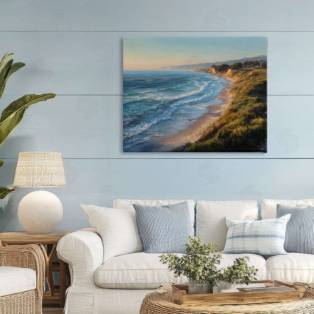 Franklyn Gregory Rounded Coastline View Stretched Canvas Wall Art in Room