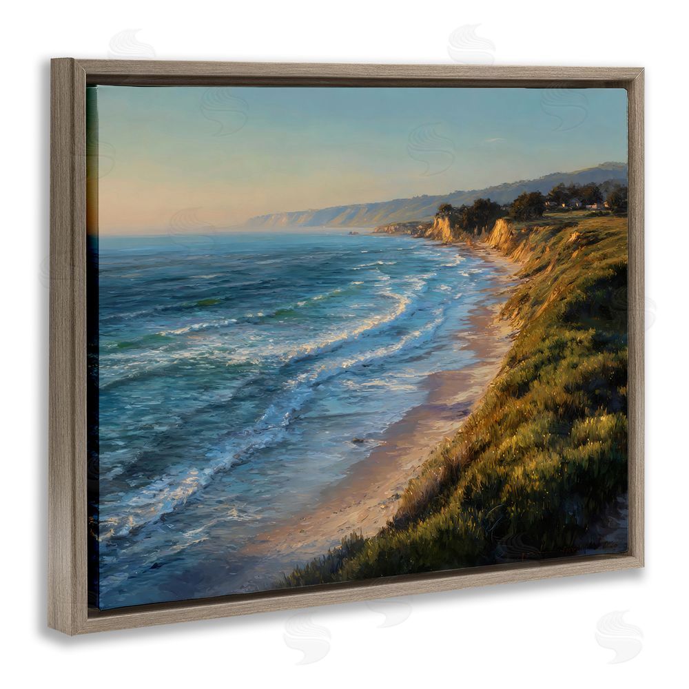 Franklyn Gregory Rounded Coastline View Brown Floating Framed Canvas Wall Art
