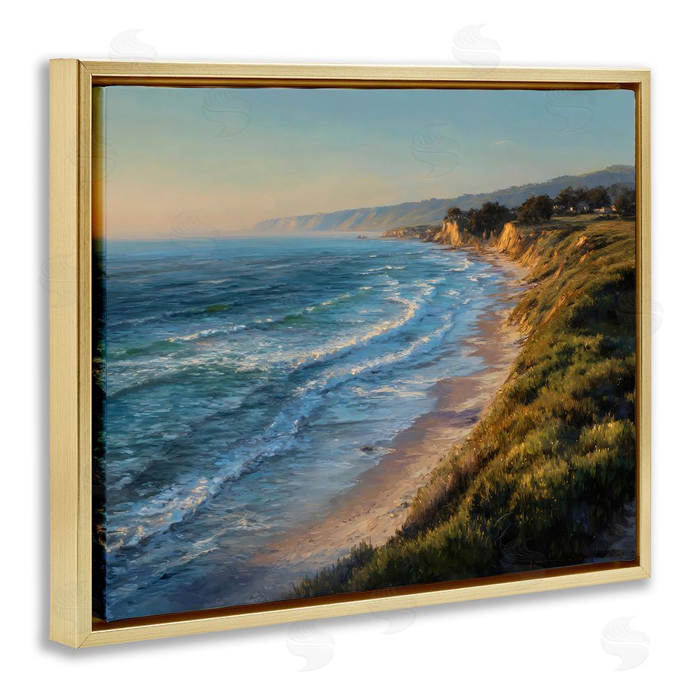 Franklyn Gregory Rounded Coastline View Gold Floating Framed Canvas Wall Art