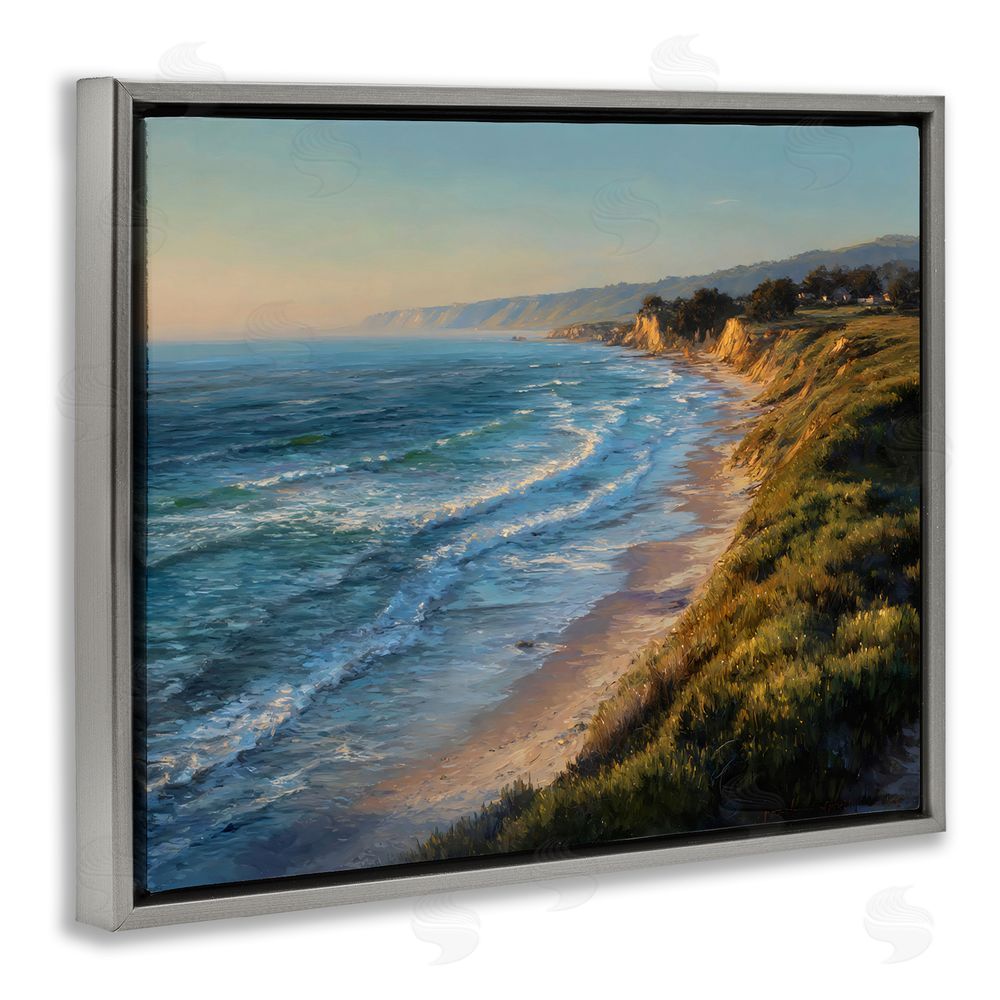 Franklyn Gregory Rounded Coastline View Gray Floating Framed Canvas Wall Art