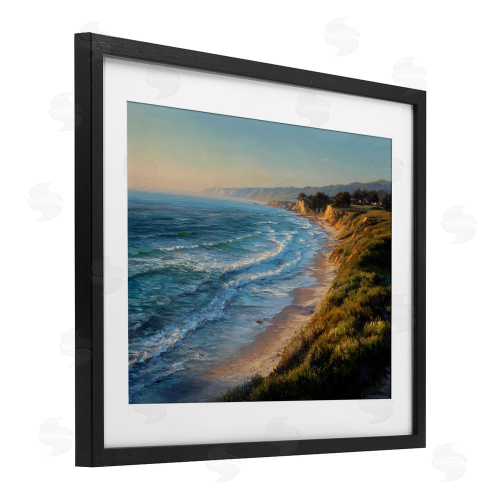 Franklyn Gregory Rounded Coastline View Black Framed Print Under Glass Wall Art