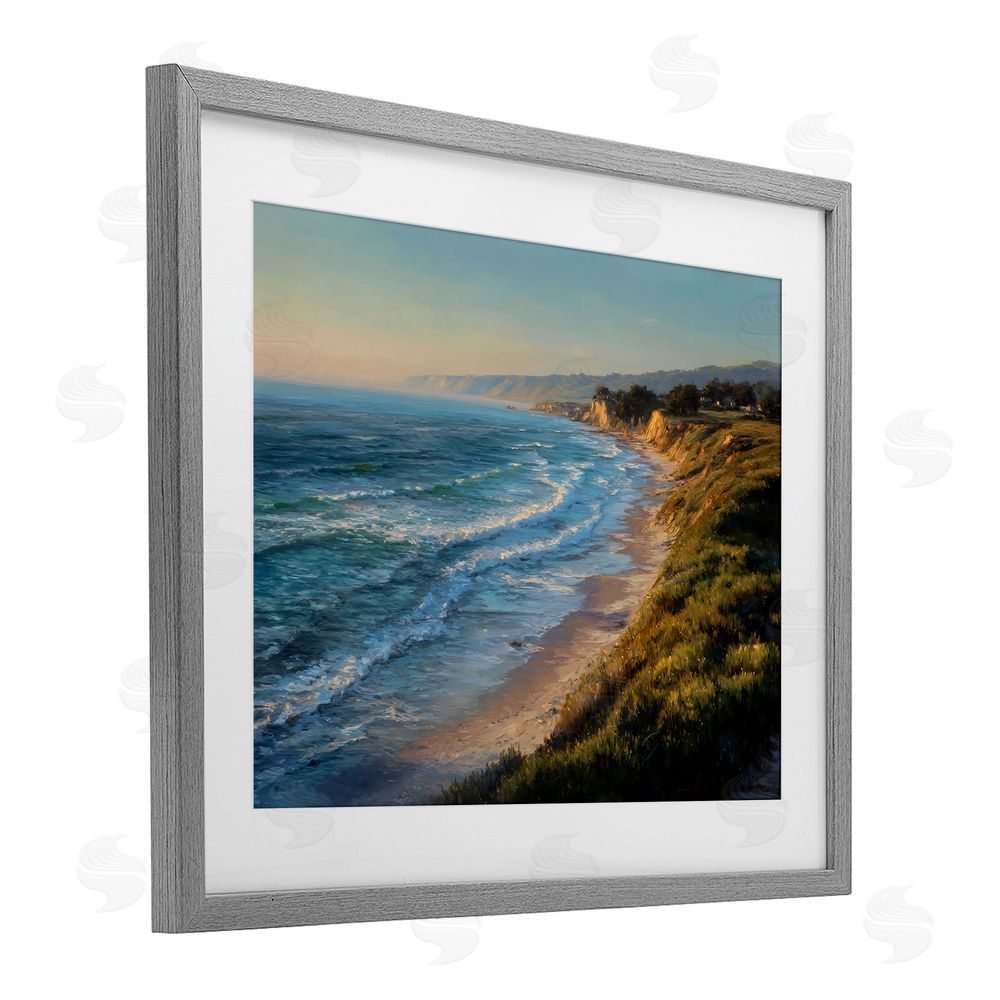 Franklyn Gregory Rounded Coastline View Gray Framed Print Under Glass Wall Art