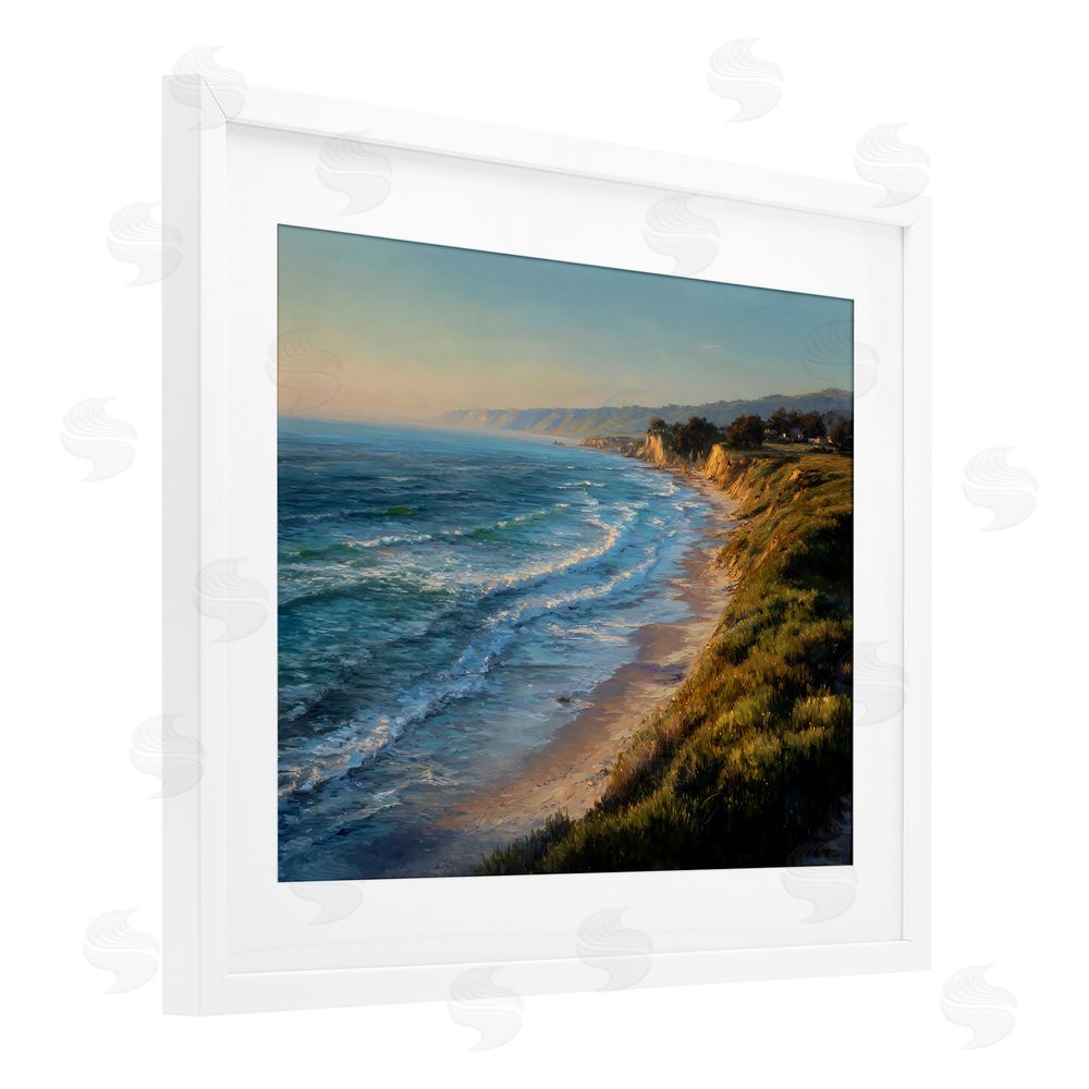 Franklyn Gregory Rounded Coastline View White Framed Print Under Glass Wall Art
