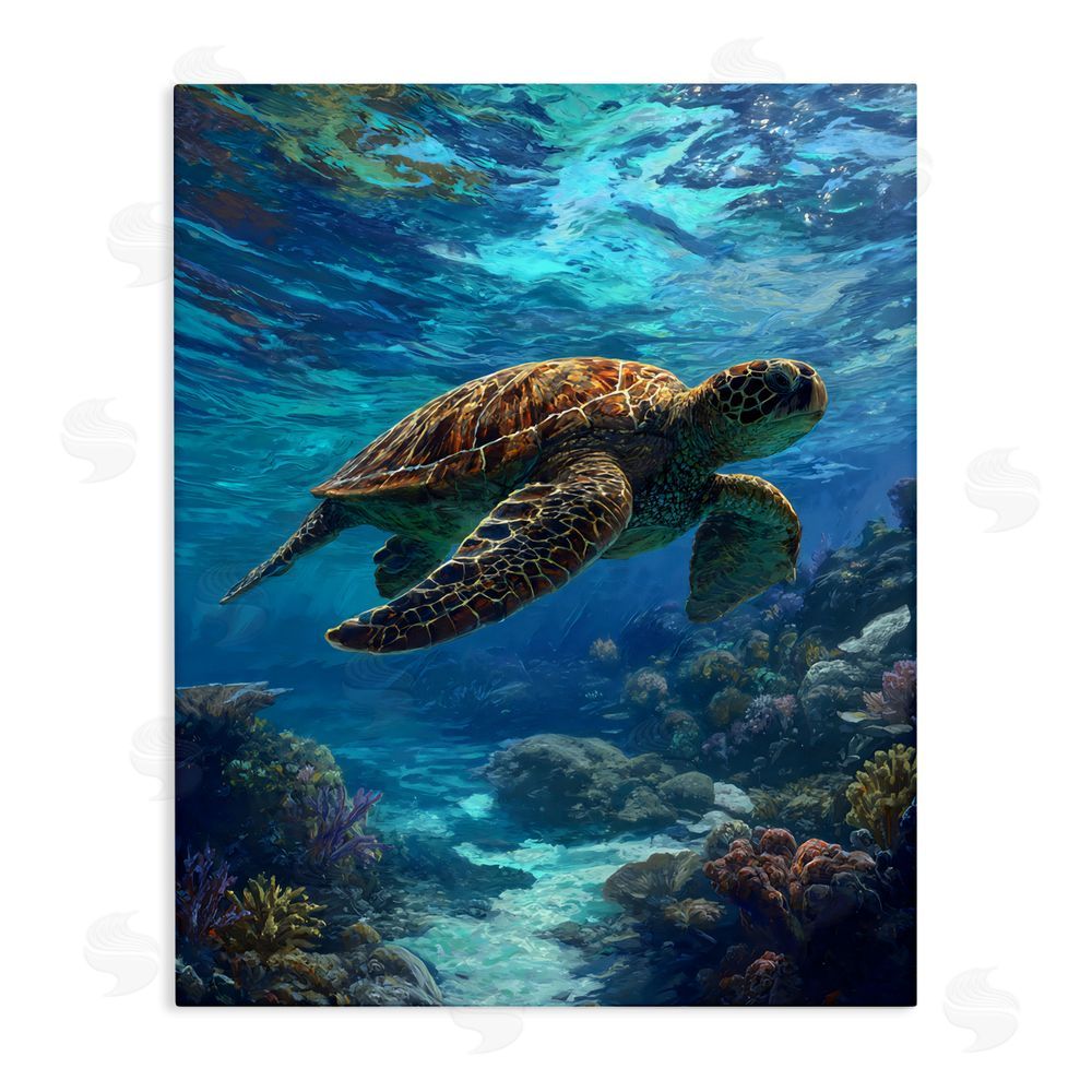 Franklyn Gregory Oceanic Adventurer Tortoise Stretched Canvas Wall Art