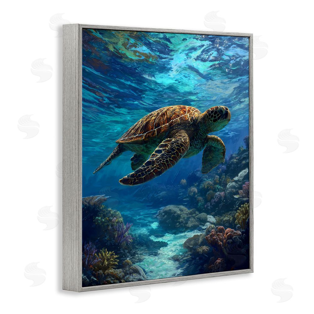 Franklyn Gregory Oceanic Adventurer Tortoise Gray Framed Giclee Wall Art