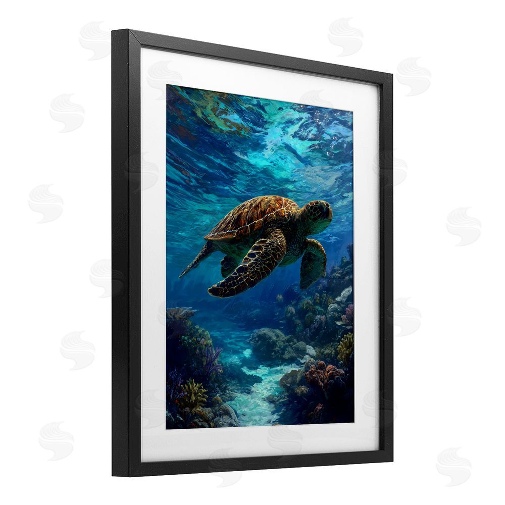 Franklyn Gregory Oceanic Adventurer Tortoise Black Framed Print Under Glass Wall Art