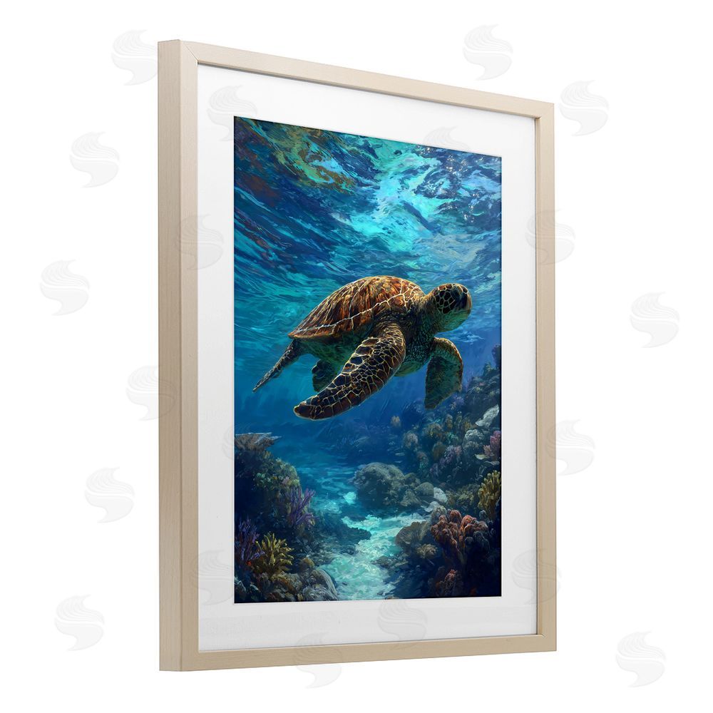 Franklyn Gregory Oceanic Adventurer Tortoise Brown Framed Print Under Glass Wall Art