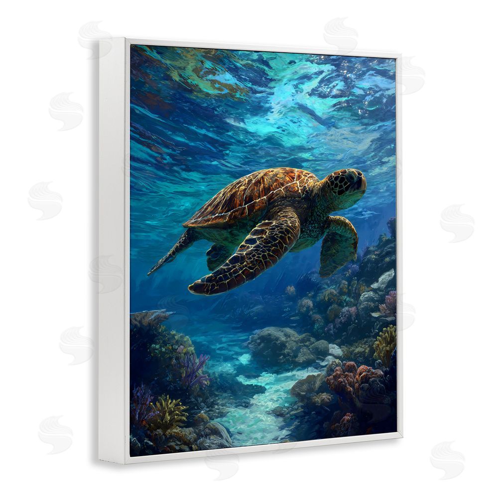 Franklyn Gregory Oceanic Adventurer Tortoise White Framed Giclee Wall Art