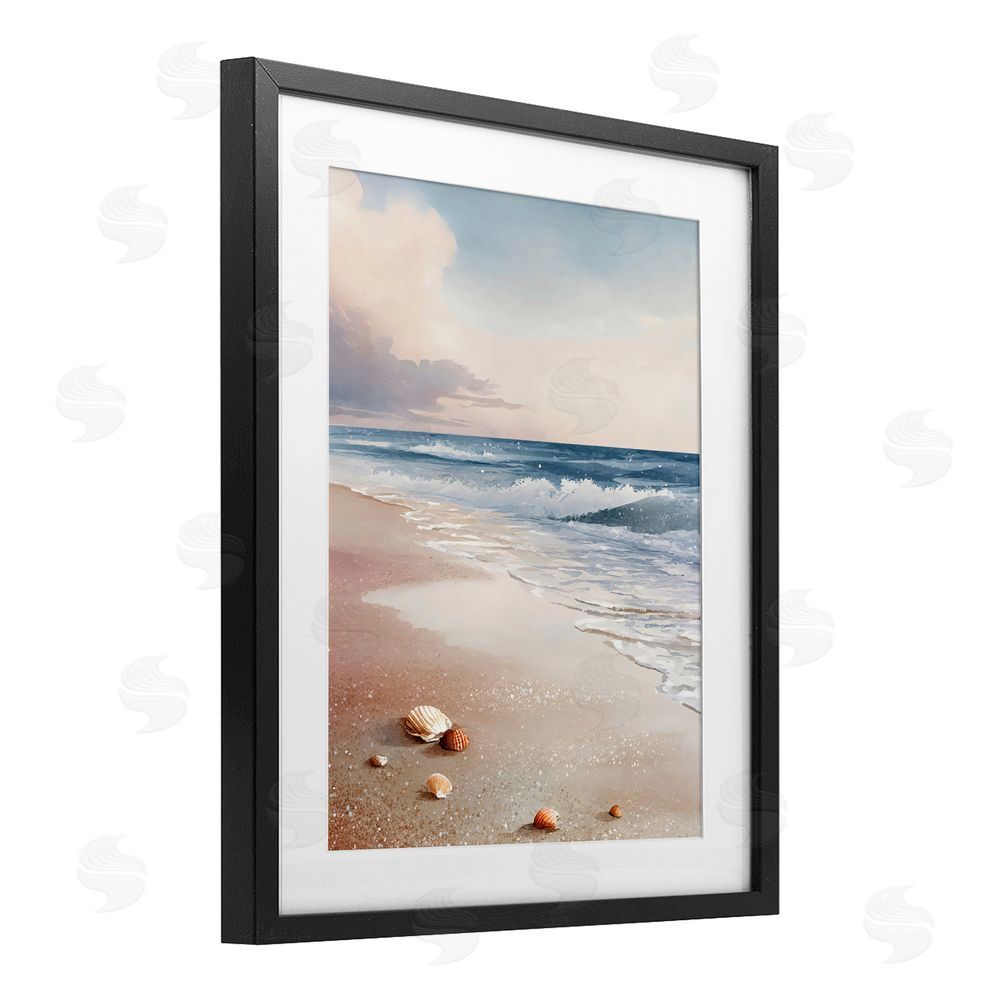 Franklyn Gregory Washed Up Seashells Black Framed Print Under Glass with White Mat Wall Art