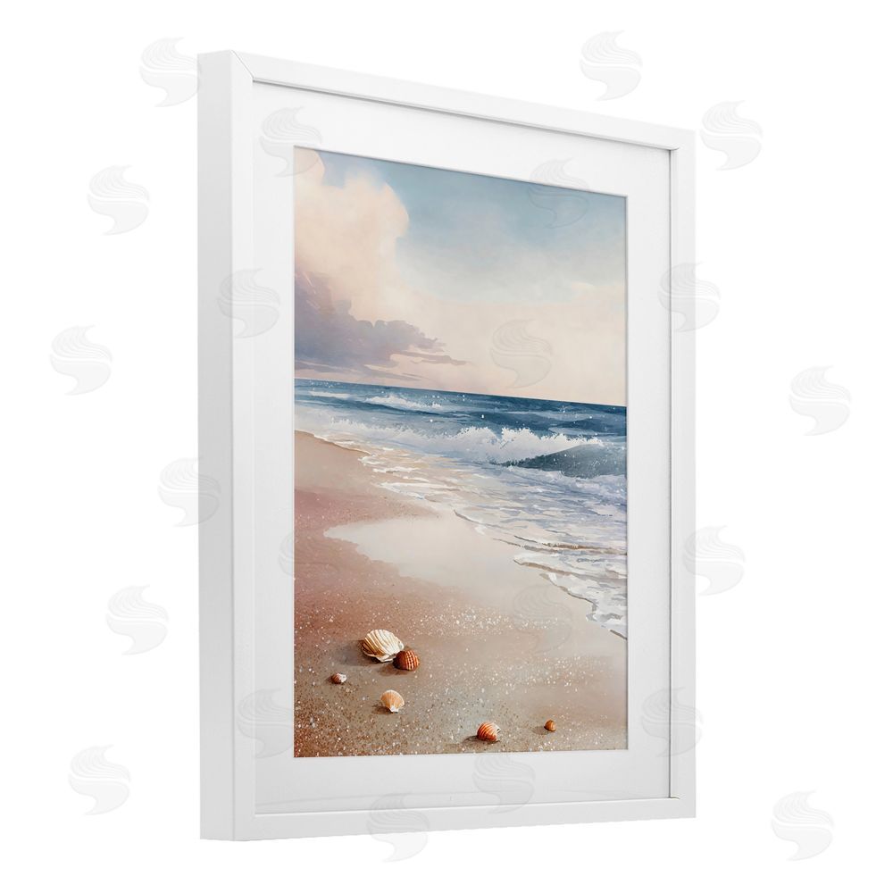 Franklyn Gregory Washed Up Seashells White Framed Print Under Glass with White Mat Wall Art