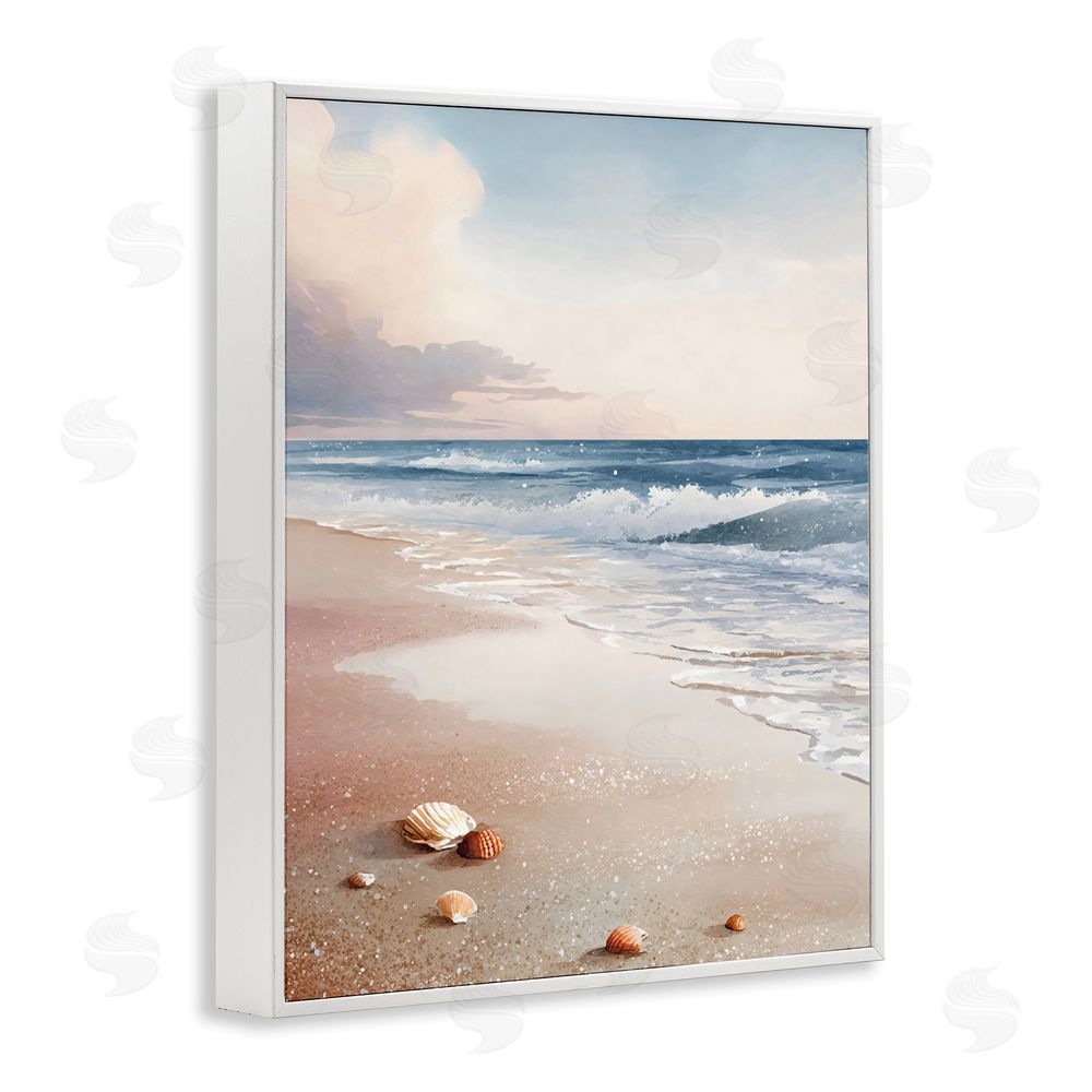 Franklyn Gregory Washed Up Seashells White Framed Giclee Wall Art Print
