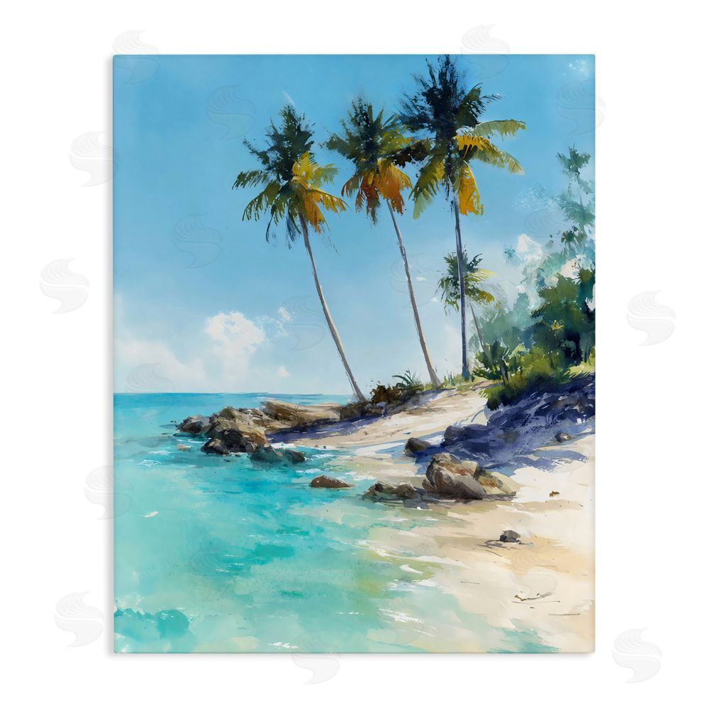 Franklyn Gregory Rocky Tropical Shore Stretched Canvas Wall Art