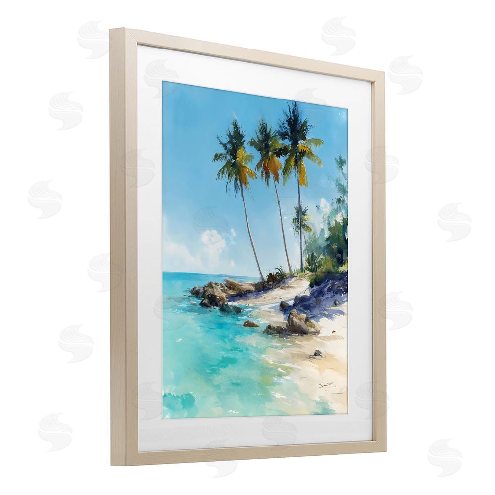 Franklyn Gregory Rocky Tropical Shore Brown Framed Print Under Glass Wall Art