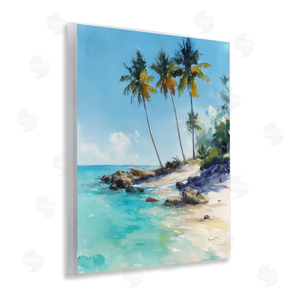 Franklyn Gregory Rocky Tropical Shore Wall Plaque Home Decor Art Print