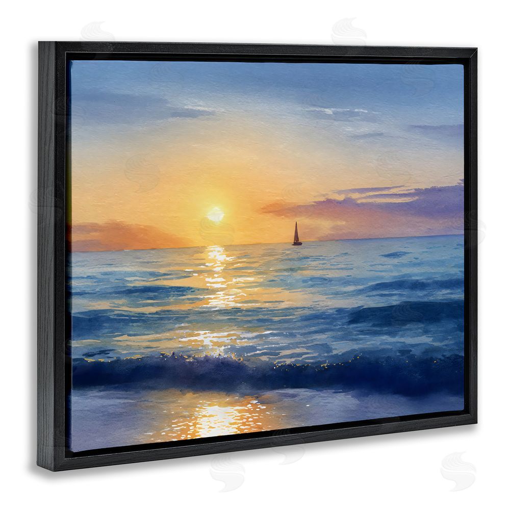 Franklyn Gregory Sails To The Sun At Sea Black Floating Framed Canvas Wall Art Print
