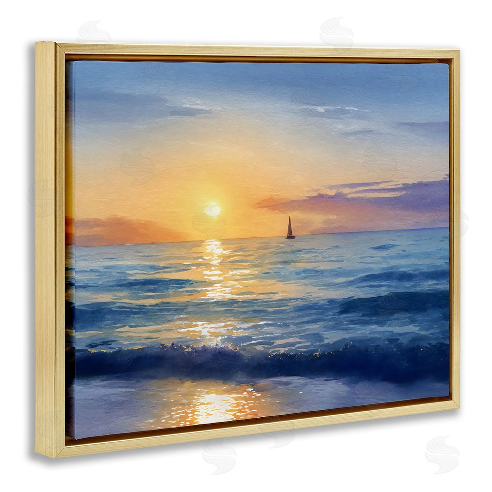 Franklyn Gregory Sails To The Sun At Sea Gold Floating Framed Canvas Wall Art Print