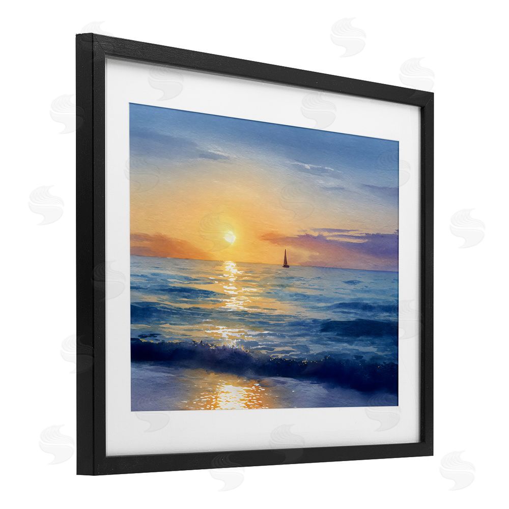 Franklyn Gregory Sails To The Sun At Sea Black Framed Print Under Glass with White Mat Wall Art