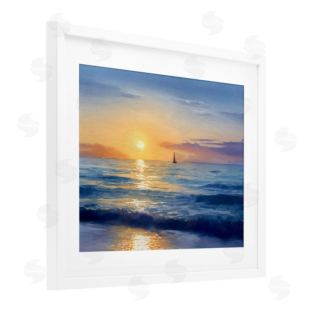Franklyn Gregory Sails To The Sun At Sea White Framed Print Under Glass with White Mat Wall Art