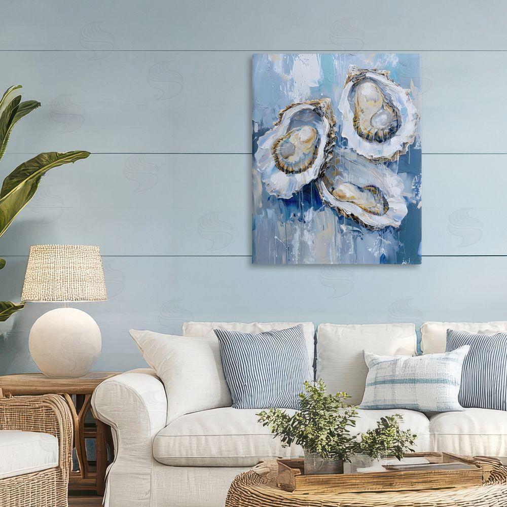 Creative Studio Vibrant Blue Oysters Stretched Canvas on Wall