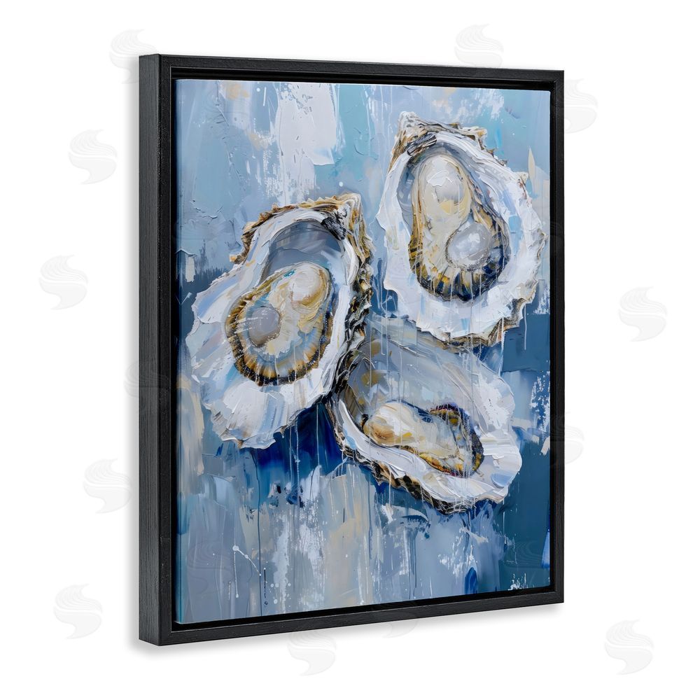 Creative Studio Vibrant Blue Oysters Black Floating Framed Canvas Wall Art Print