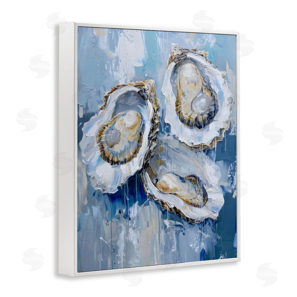 Creative Studio Vibrant Blue Oysters White Framed Giclee Wall Art Print