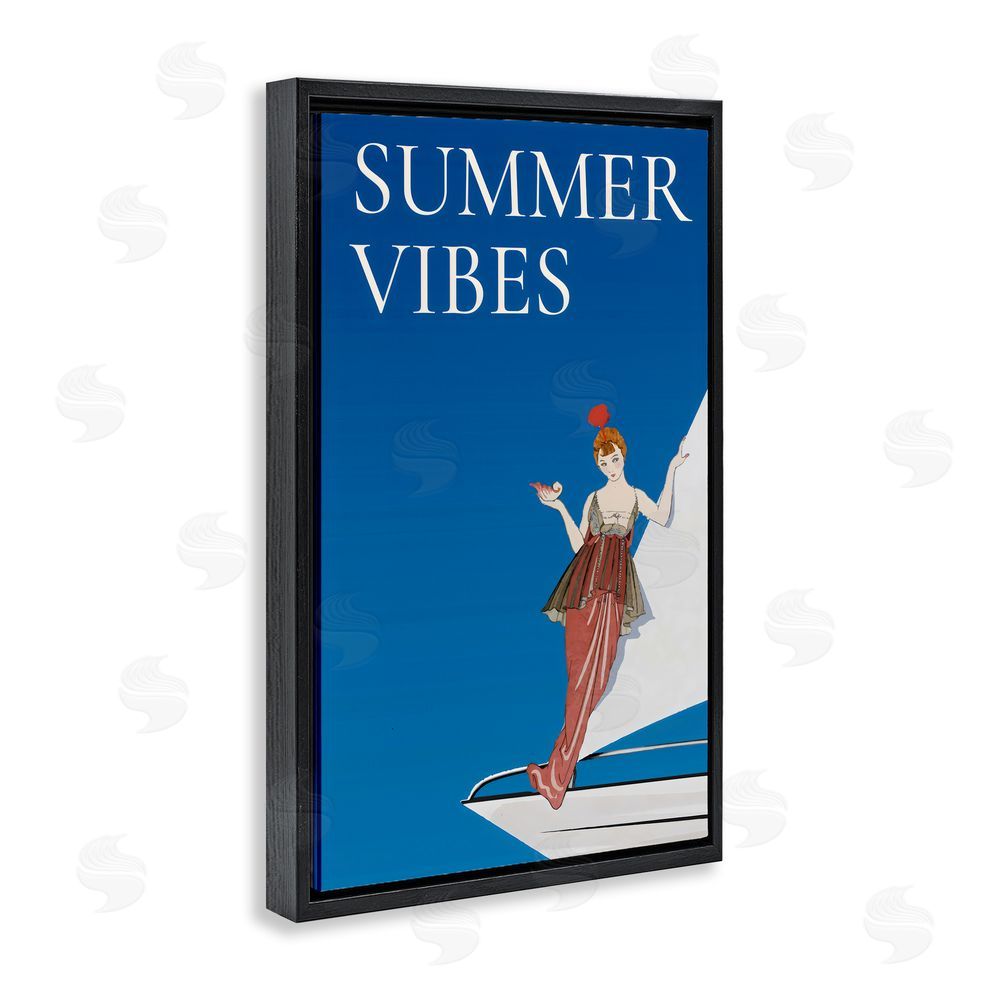 Creative Studio Summer Vibes Vintage Yacht Black Floating Framed Canvas Wall Art Print