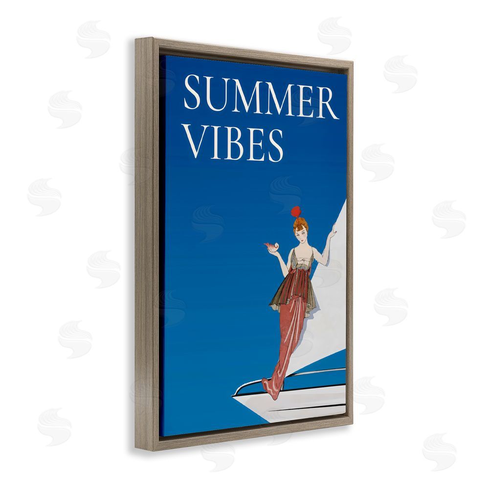 Creative Studio Summer Vibes Vintage Yacht Brown Floating Framed Canvas Wall Art Print