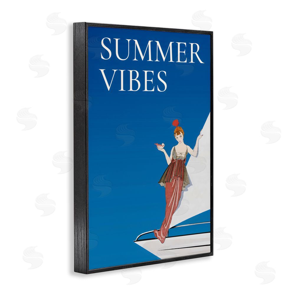 Creative Studio Summer Vibes Vintage Yacht Black Framed Giclee Wall Art Print