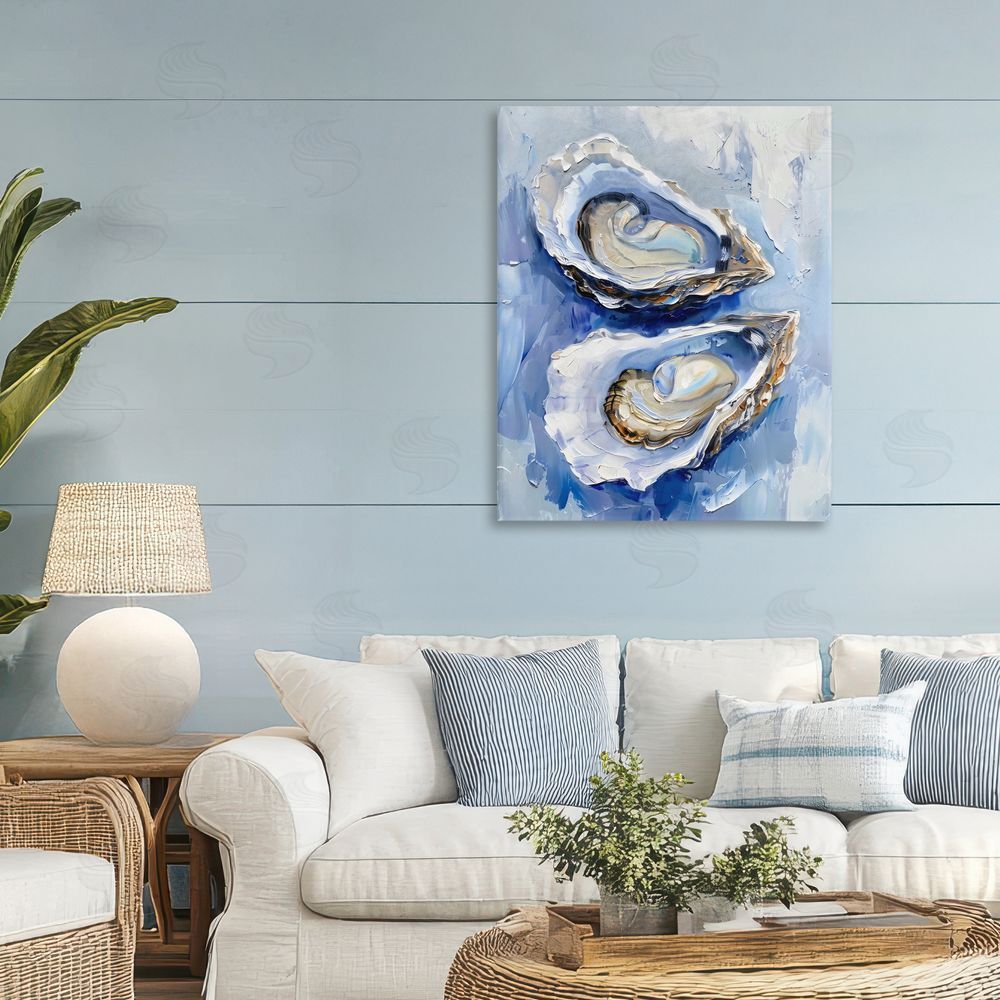 Creative Studio Oysters On The Half Shell Stretched Canvas Wall Art in Room