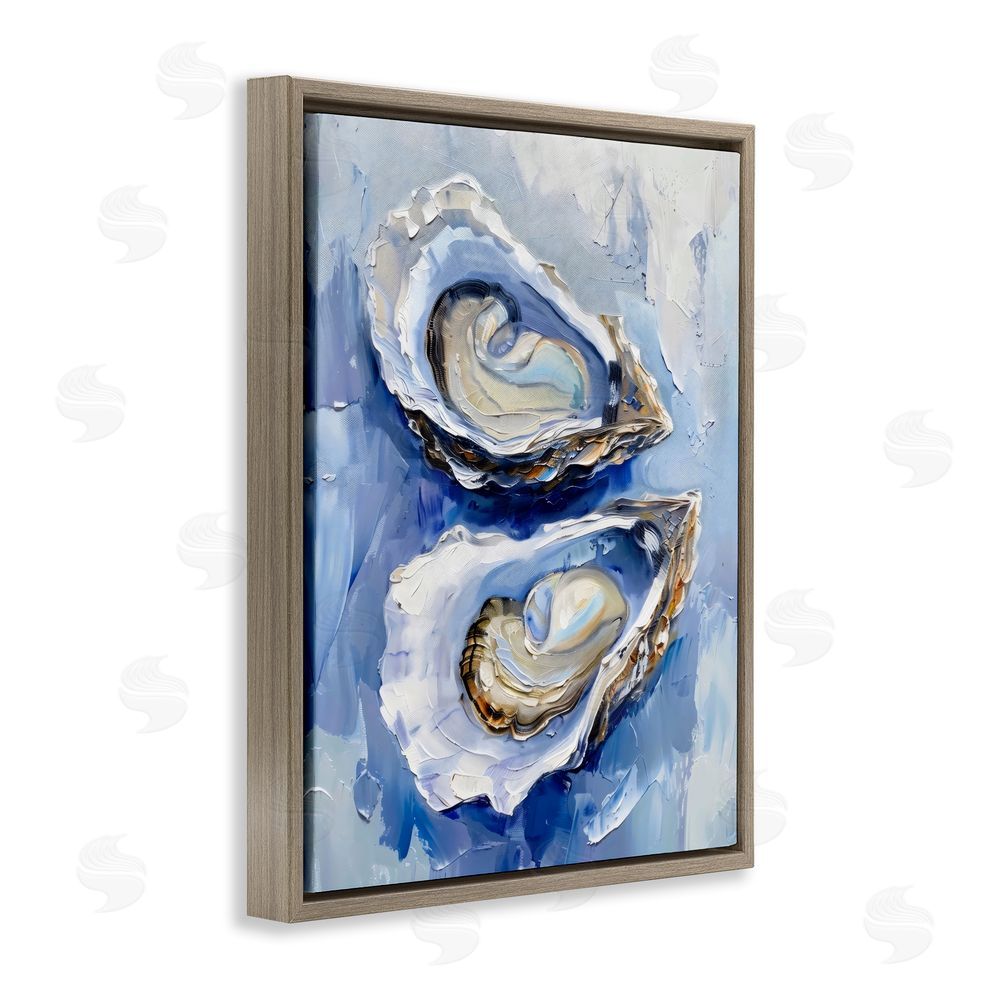 Creative Studio Oysters On The Half Shell Brown Floating Framed Canvas Wall Art