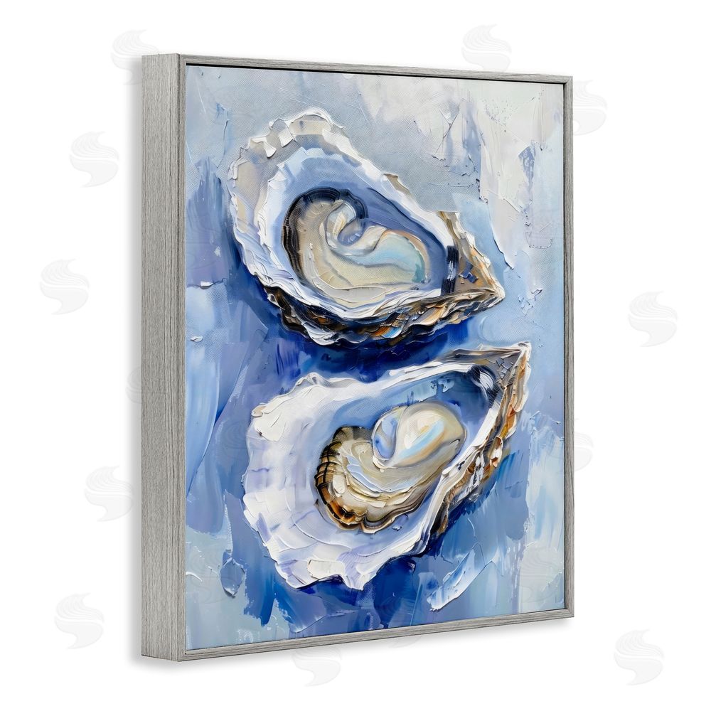 Creative Studio Oysters On The Half Shell Gray Framed Giclee Wall Art
