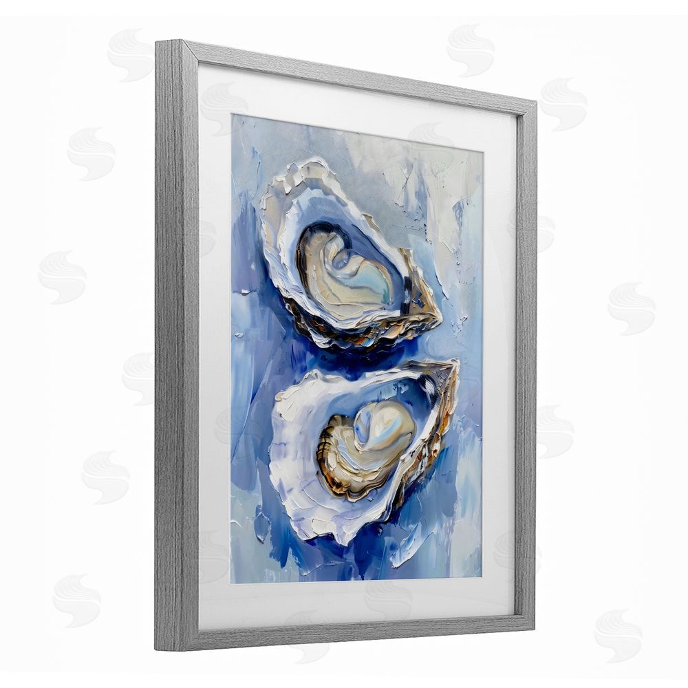 Creative Studio Oysters On The Half Shell Gray Framed Print Under Glass Wall Art